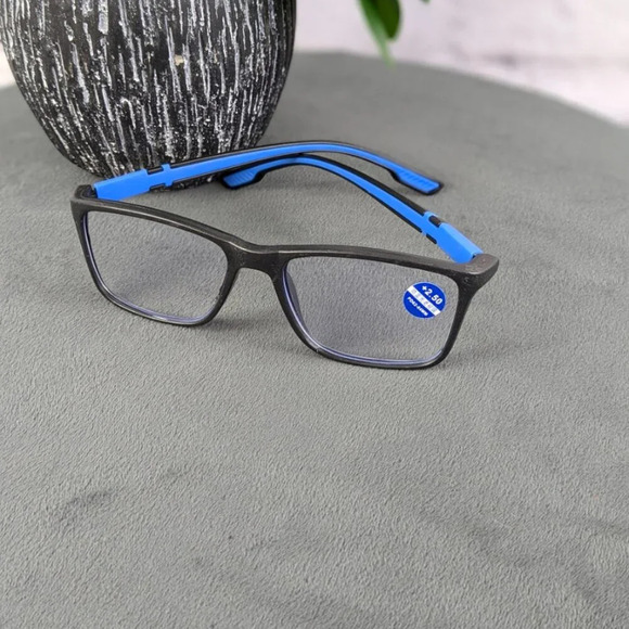 Reading reader glasses, 2.50+ blue and black plastic frame, blue blocking lenses - Picture 1 of 4